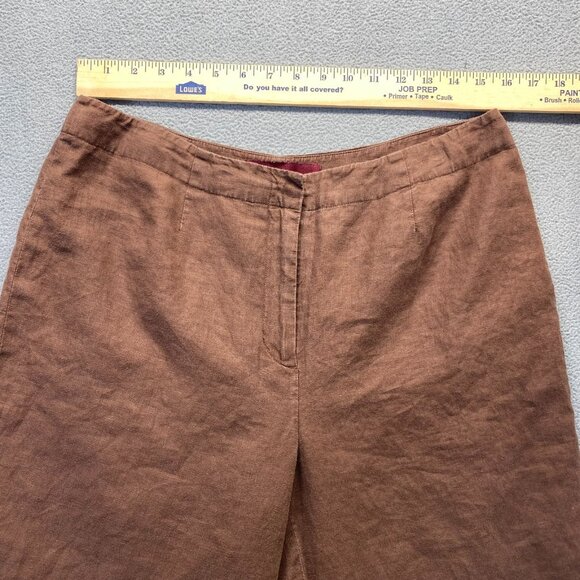 Merona Wide Leg Dress Pants,Lined Women's Size 14 Brown Pants,100% Linen - Picture 5 of 9